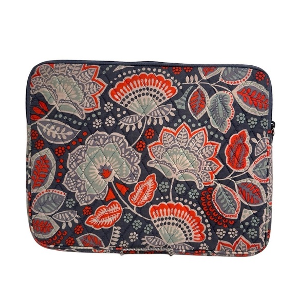 3x25* Vera Bradley Laptop Padded Sleeve Nomadic Floral 11x14” Mint Coral Grey - Picture 4 of 12